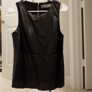Vegan Leather Black Peplum Top